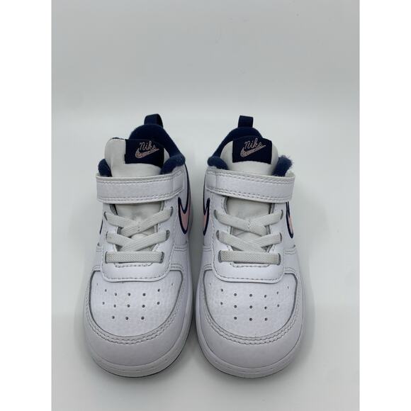 Nike Court Borough Low 2 White/Pink Glaze - Midnight Navy Toddler 6C - Picture 13 of 15